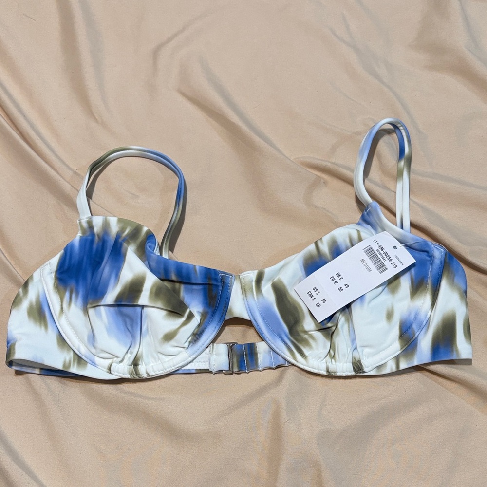 Blue and Green Tie-Dye Bikini Top